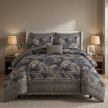 SIGNATURE M.Z LEAF COTTON COMFORTER SET-7PCS