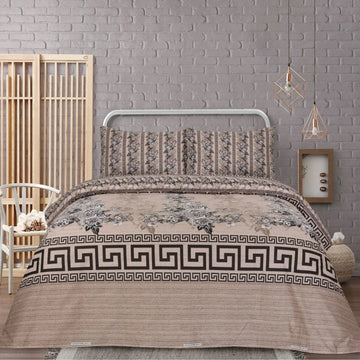 GOLDEN GRAY PRINTED PURE COTTON BEDSHEET ASH-4007
