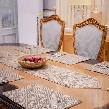 Warm Brown Geometric Dining Table Set