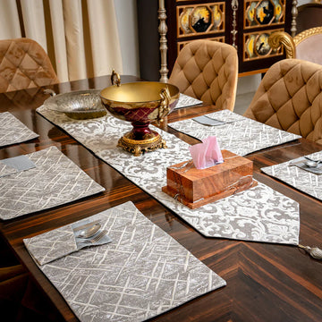 Nova Charcoal Embossed Textured Table Set