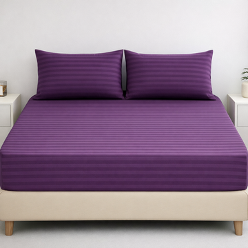 SIGNATURE FITTED COTTON STRIPE BEDSHEET-S01