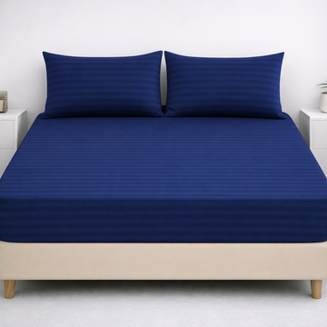 SIGNATURE FITTED COTTON STRIPE BEDSHEET-S05