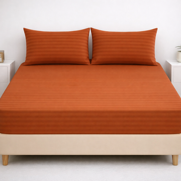 SIGNATURE FITTED COTTON STRIPE BEDSHEET-S07
