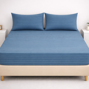 SIGNATURE FITTED COTTON STRIPE BEDSHEET-S11