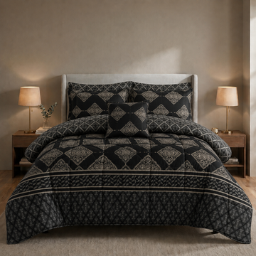 SIGNATURE BLACK TAJ COTTON COMFORTER SET-7PCS