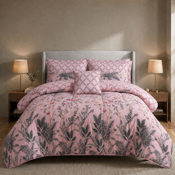 SIGNATURE S.G PINK COTTON COMFORTER SET-7PCS