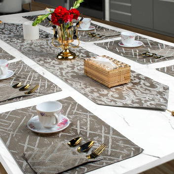 Nova Charcoal Embossed Textured Table Set