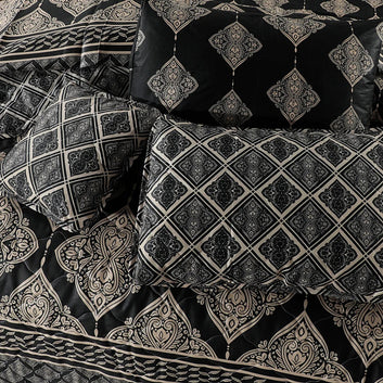 SIGNATURE BLACK PALERMO COTTON COMFORTER SET-7PCS
