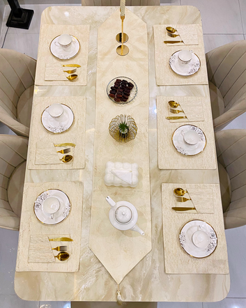 Beige Mats Dining Table Set